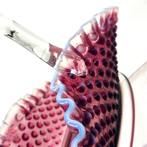 Fenton Plum Opalescent Hobnail Large 12.5" Oval Basket - Picture 11 of 16